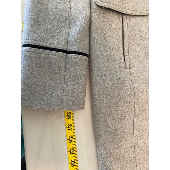 Vince Camuto Midi Coat Gray Double-Breasted Black Trim Wool Bend Medium - Picture 14 of 15